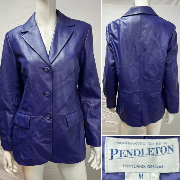 Pendleton Jackets & Blazers - Pendleton Women’s M Purple Leather Vintage Blazer Jacket
